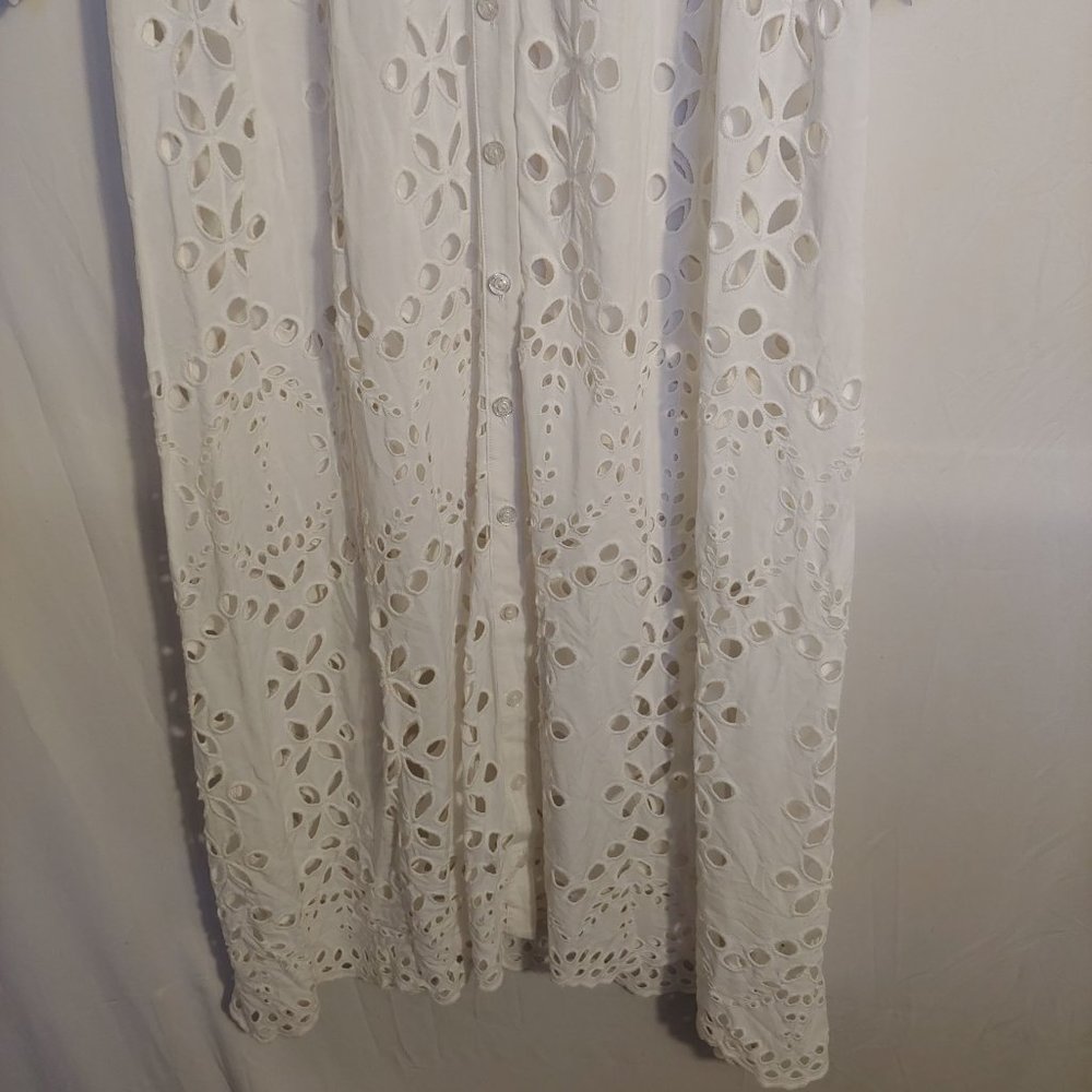 Lilly Pulitzer White Amrita Eyelet Midi Button Down Dress Size 10 - Picture 4 of 16